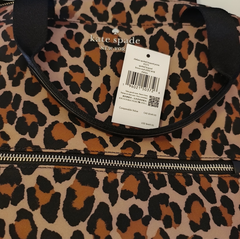 Kate Spade Chelsea Leopard Large Convertible Backpack KI375 New Tags Detached - Picture 7 of 8